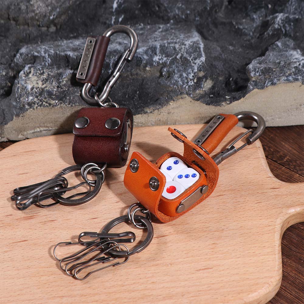 Zinc Zinc Alloy Dice Model Keychain Backpack Hanging Cool Cowhide Key Chain Dice Key Chain  Jewelry Gifts