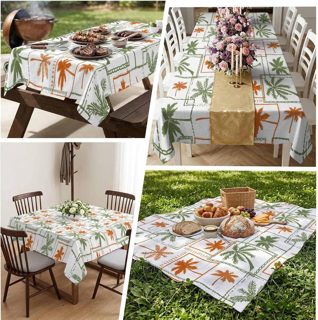 Summer Tropical Plant Palm Trees Rectangle Tablecloth for Table Decor Reusable Kitchen Dining Tablecloth Wedding Decoraitons
