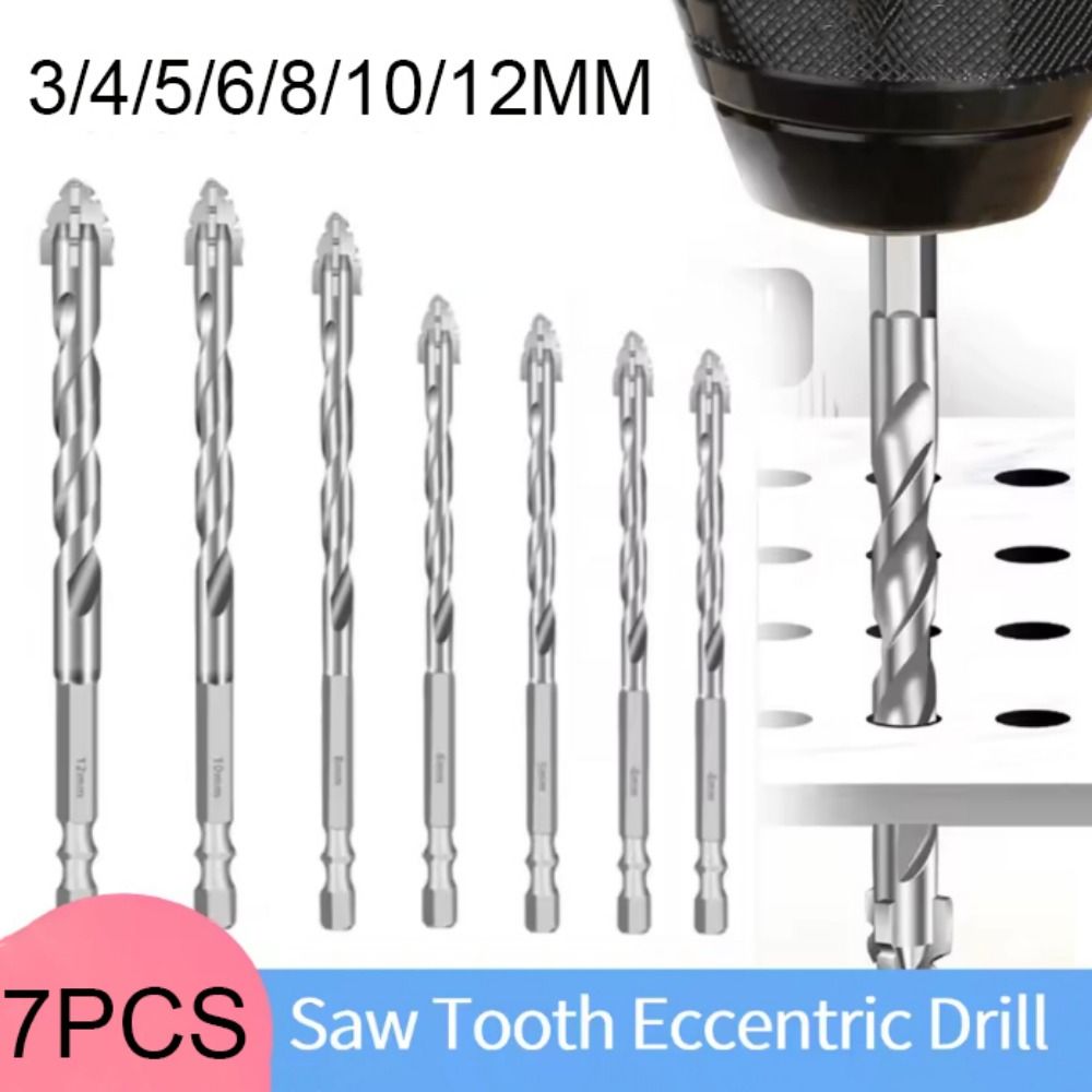7pcs/set Precision Tile Drill Bit Set High Hardness Eccentric Drill Bits  Construction Site