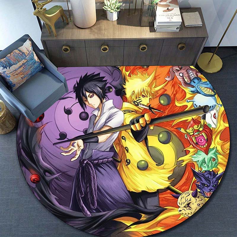 

3D-Printed Uzumaki Naruto Round Multifunctional Rug — Living Room, Bedroom, & Kitchen Decor — Non-Slip Anime Area Rug 80cmx80cm
