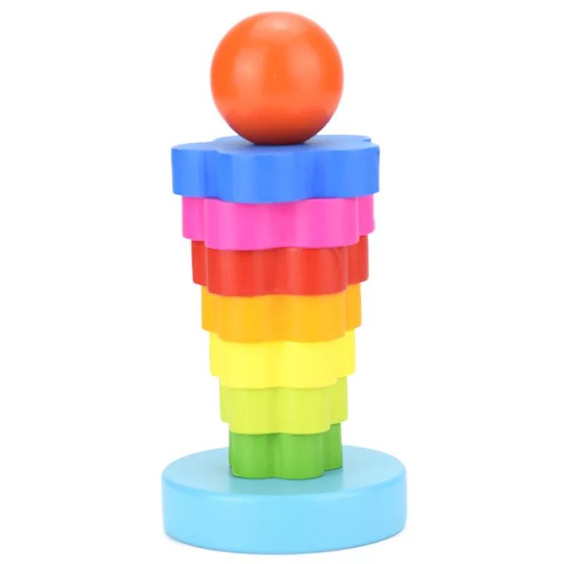Flower Tower Children Wooden Toys Montessori Puzzle Early Education Toy Color Vivid Color Recognition Kids Birthday Gift TMZ