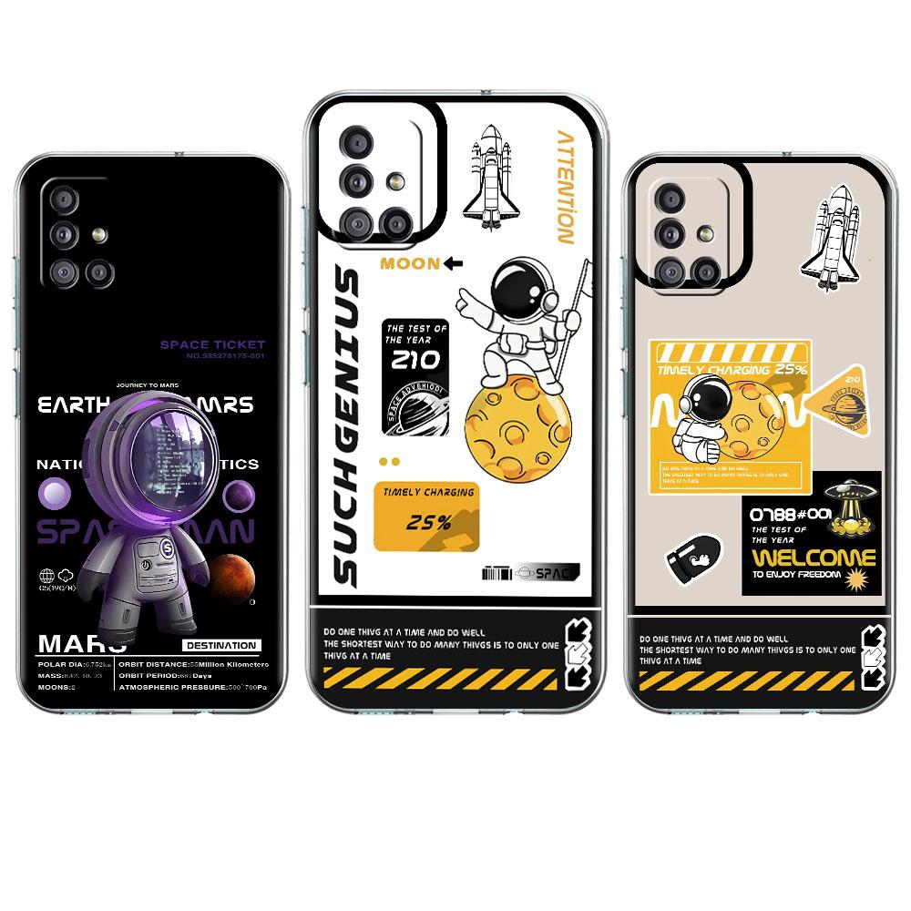 Luxury Astronaut Clear Case For Samsung Galaxy A52 A12 A51 A32 A21s A71 A32 A22 50 A70 A31 A72 5G Phone Cover