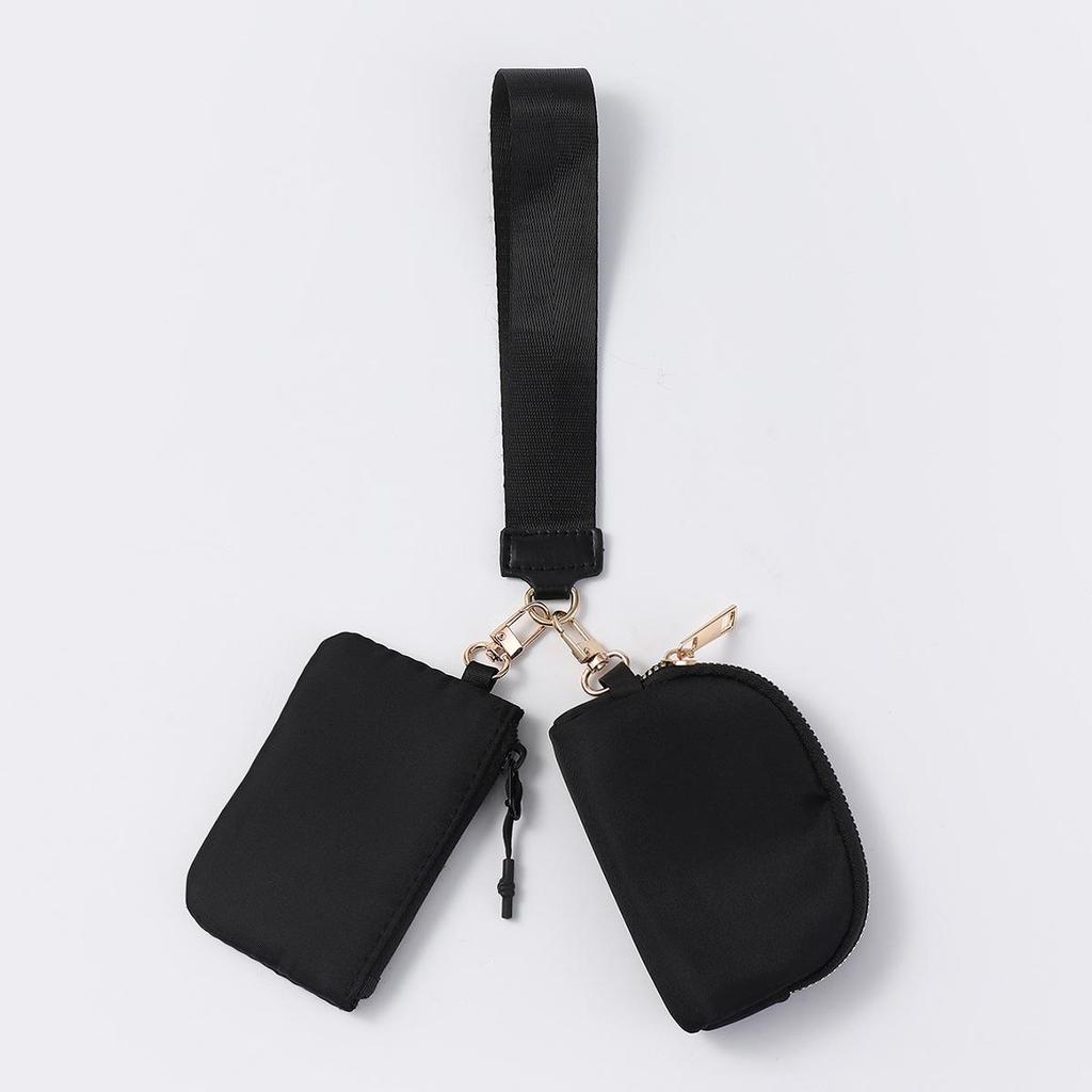 LULU Color Block Waterproof Nylon Coin Purse & Wristlet Key Bag