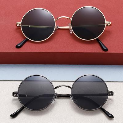 Fashion Disco Hippie Round Sunglasses for Women Men Metal Frame Circle Glasses Retro Eyewear