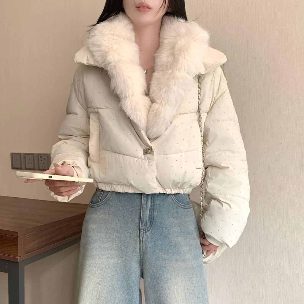 TIFICY Women's Fashion Casual Fall Winter Solid Color Print Long Sleeve Jackets & Coats Down Coats