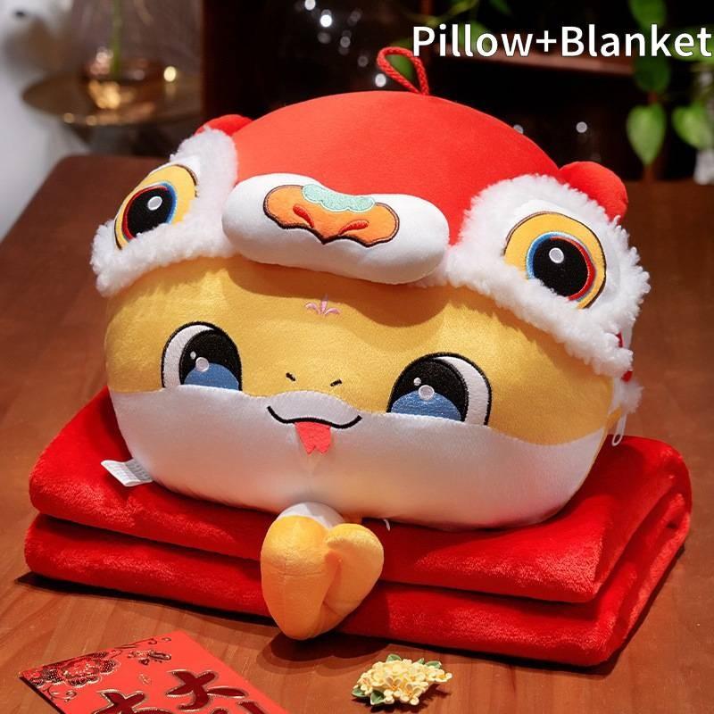Chinese Year New Snake Hand Warmer Pillow Blanket Plush Toy Winter Stuffed Doll
