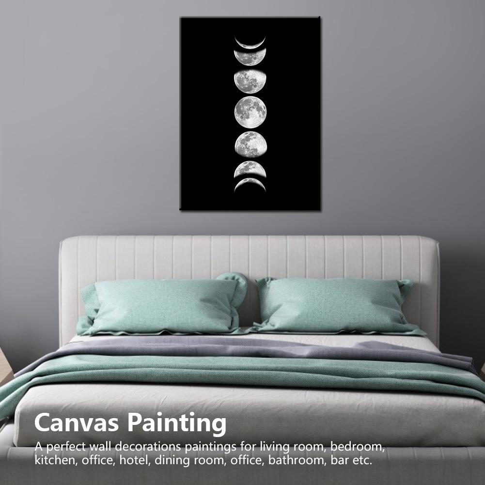 Moon Phases Canvas Painting Rimless Paintings on Wall Art for Home Decorations(Black090 2)