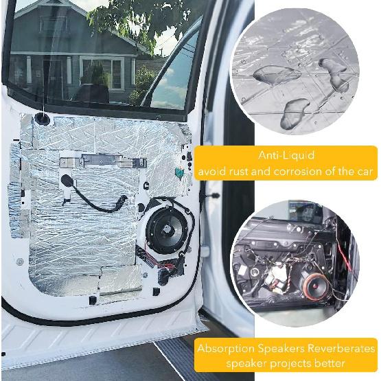 Car Sound Deadening Material Mat - 197 Mil 8.7 Sqft Auto Audio Deadener Foam, Sound Dampening And Heat Ulation For Truck, Vehicle