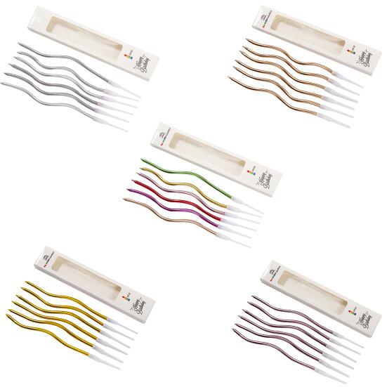 6 stk/sett Bursdagslys God visuell effekt Flere farger Utmerket utførelse Korrosjonsbestandig Langtidsbevaring Kaketoppdekorasjon