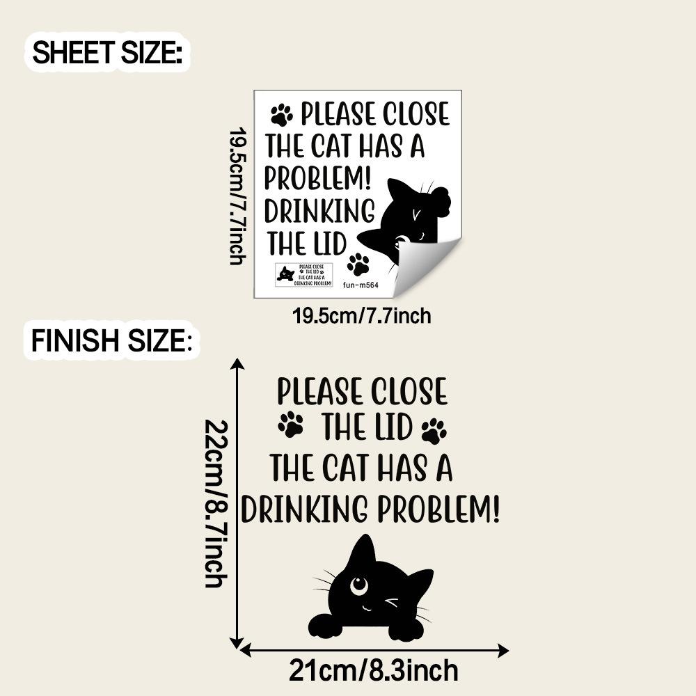 

Black English Quotes Cat Wall Stickers Waterproof Removable Self Adhesive Toilet Stickers for Bathroom Home Decor 22