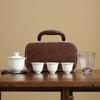 MY Mutton Fat Jade Ceramic Kung Fu Travel Tea Set (1 Pot, 3 Cups)