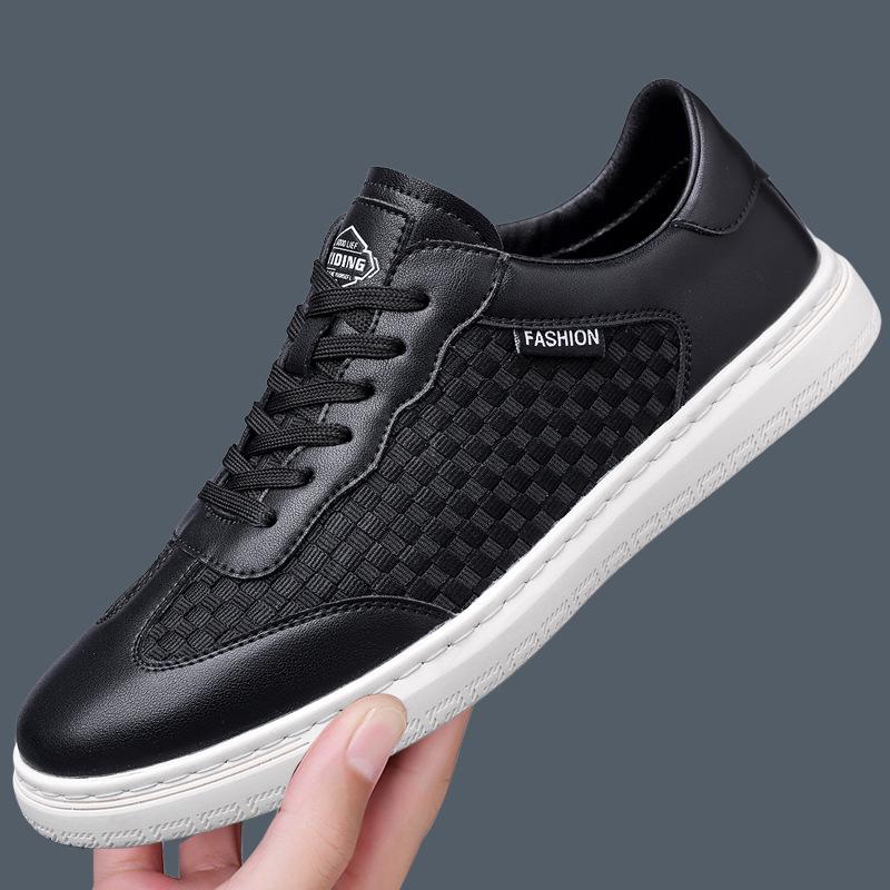 2025 Men s British Style Cowhide Thick Sole White Casual Sports Shoes 43