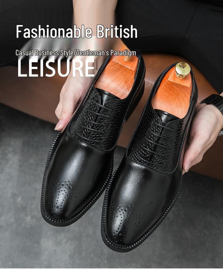 Men's British Patchwork Loafers - Large Size Flower Leather Formal Casual Shoes
