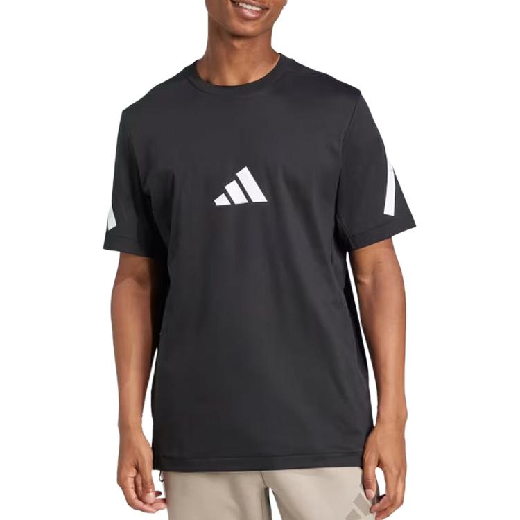 adidas T-shirt a Maniche Corte con Stampa Logo Girocollo Uomo Top Nero JC7920