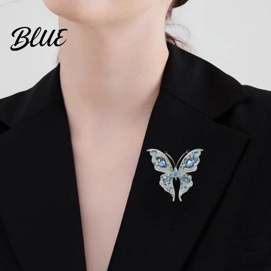 Long-lasting Brooch Women Butterfly Shape Dazzling Rhinestone Inlays Suit Lapel