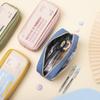 Student Double Layer Large Capacity Pencil Case With Canvas Material For Middle School And High School Students