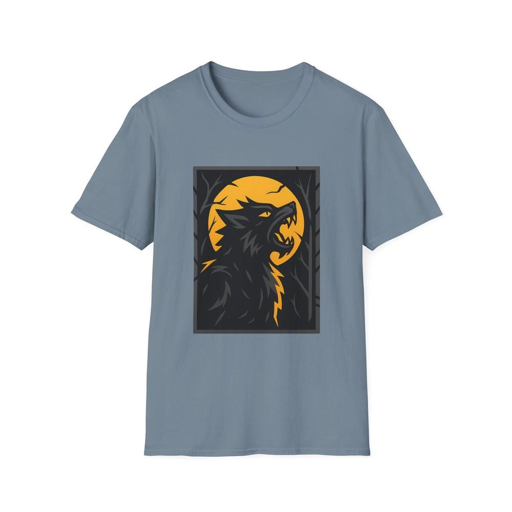 Unisex Softstyle T-Shirt – Fierce Werewolf Graphic Tee, Nighttime Monster