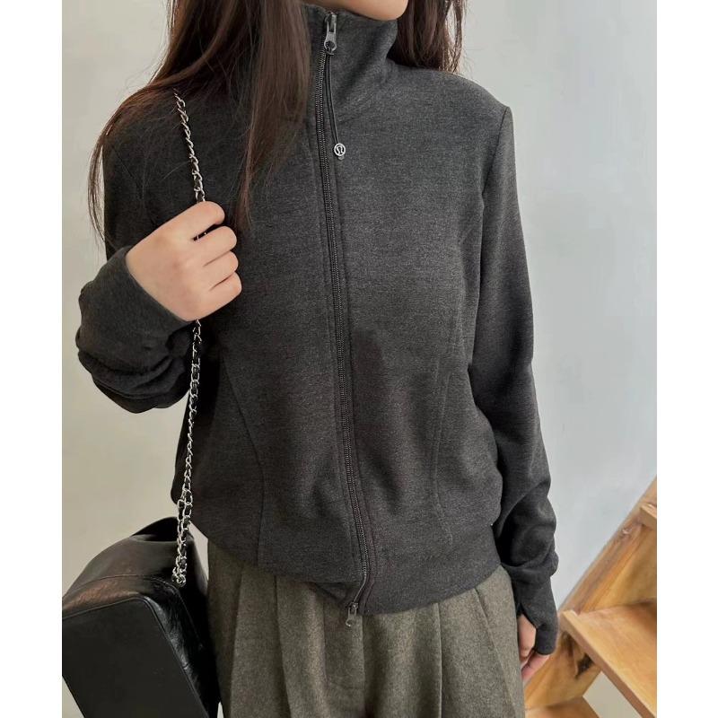 Felpa con zip e colletto alto in pile da donna