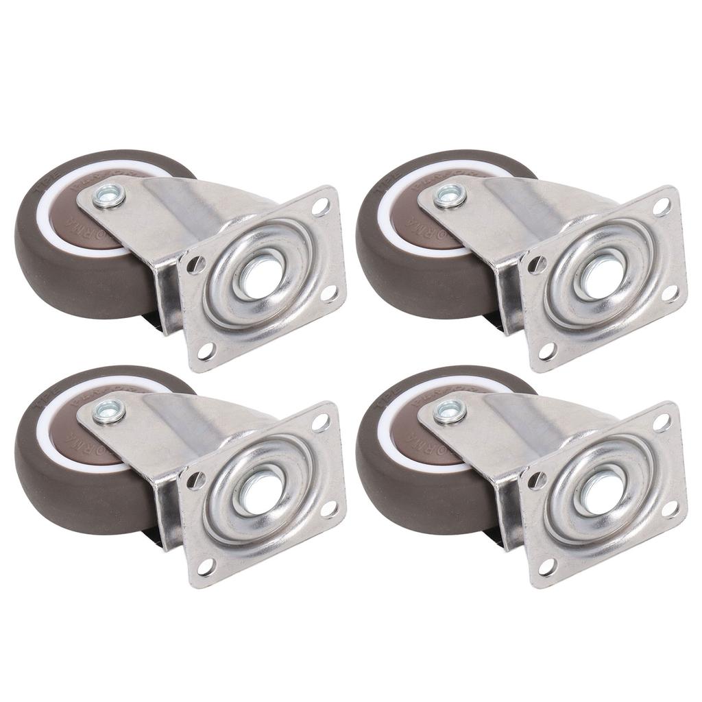 4 Stück robuste Plattenrollen, weiches Gummi, verchromt, stoßfest, 5,1 cm Lenkrollen für Möbel