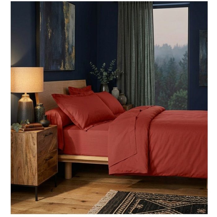 Drap housse - EDEN - Line - 140x190 cm - 100% coton 57 fils/cm² - Bonnet 30 cm - Terracotta