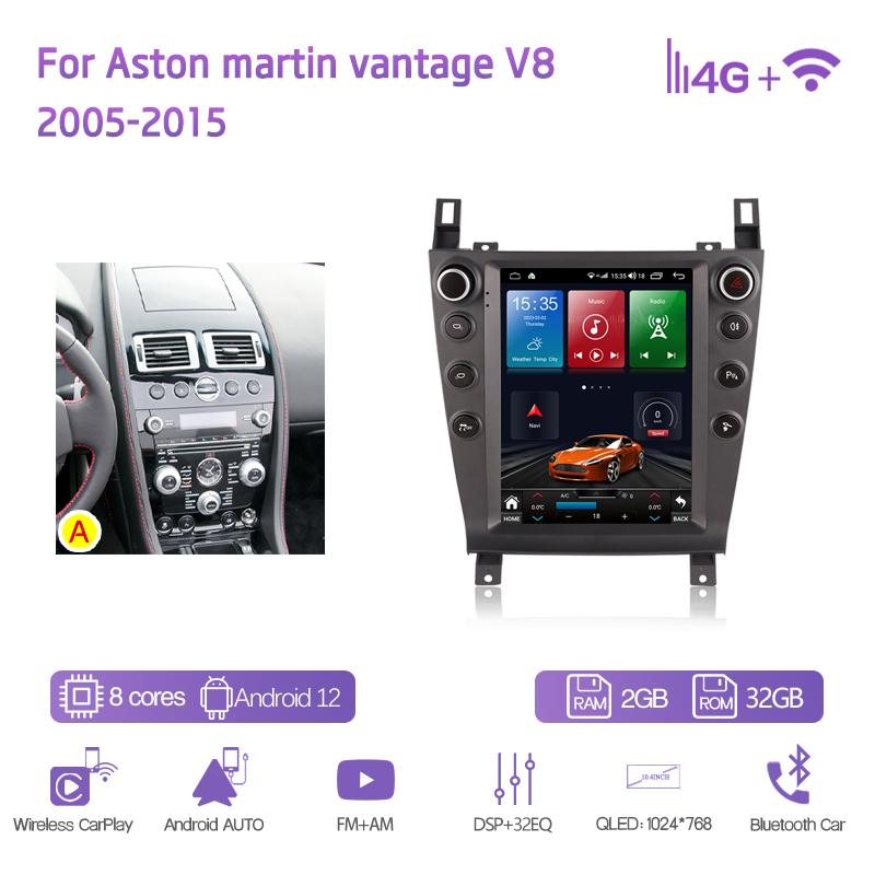 10.4Inch For Aston Martin Vantage V8 2005-2015 Car Multimedia Player GPS Navigation Android13 8+256 8Core CarPlay 4G 360Camera