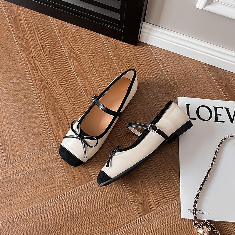 

Серебристые балетки женские плоские 2025 весна и осень новые верхняя одежда бант мягкая подошва плоский каблук Мэри Джейн одинарные туфли женские 40 абрикосовый