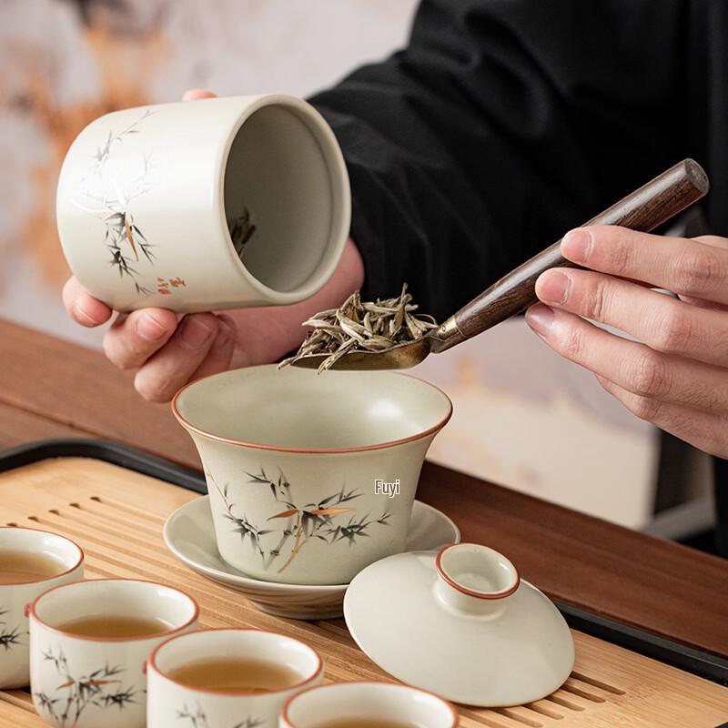 GOWKE Rich Bamboo Ru Kiln Kung Fu Tea Set
