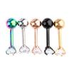 5pcs Stainless Steel Clear Crystal Labret Lip Ear 16g Piercing 5 Colors - Round Heart