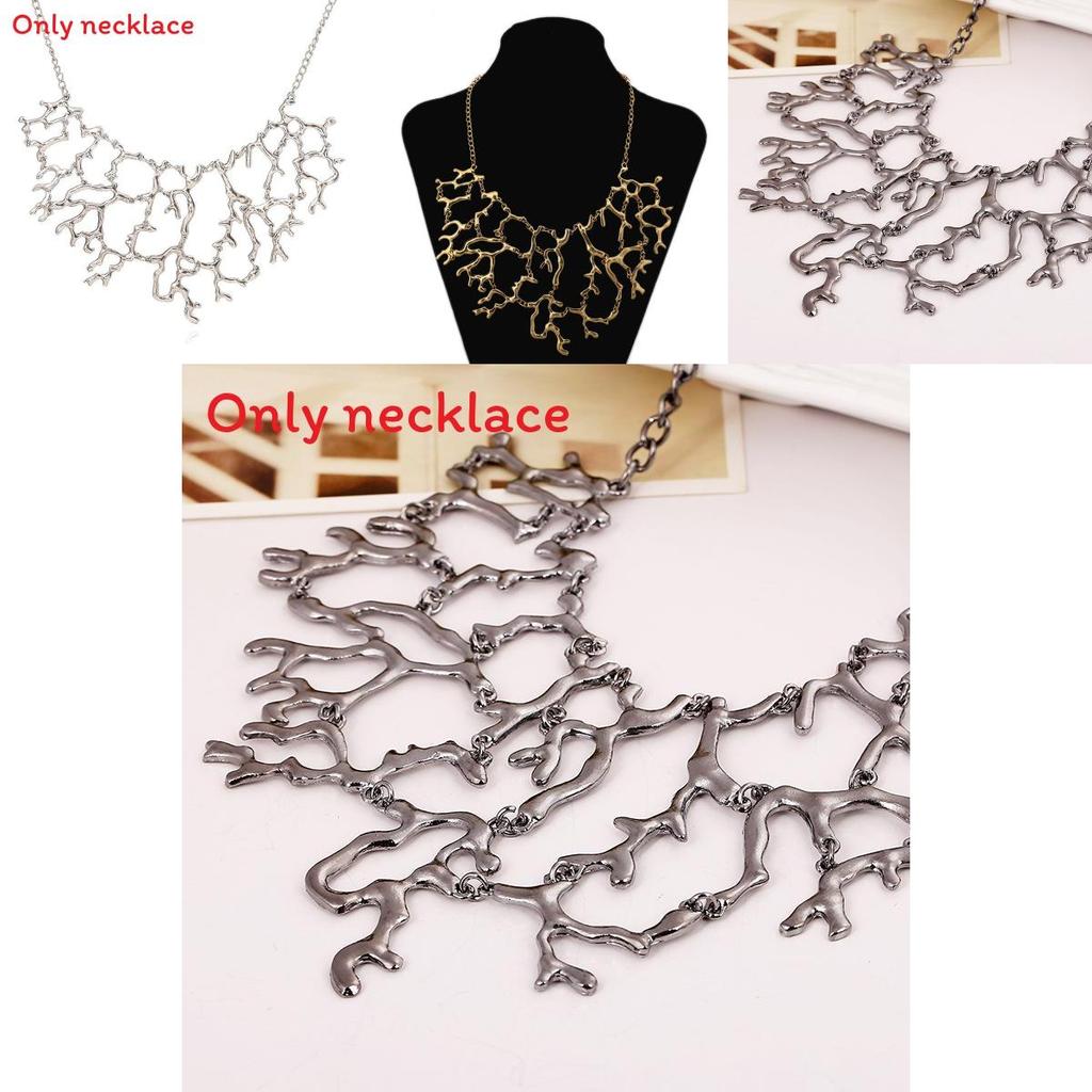 Fashion Solid Color Coral Shaped Women Metal Necklace For Retro Jewelry Lovers