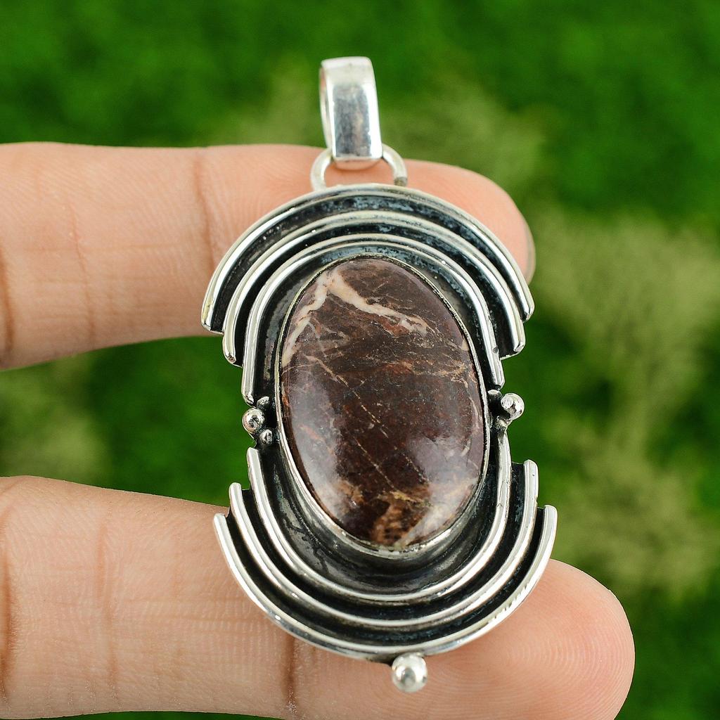 Daughters Day Deal 925 Silver Natural Coconut Jasper Boho Ethnic Pendant Jewelry