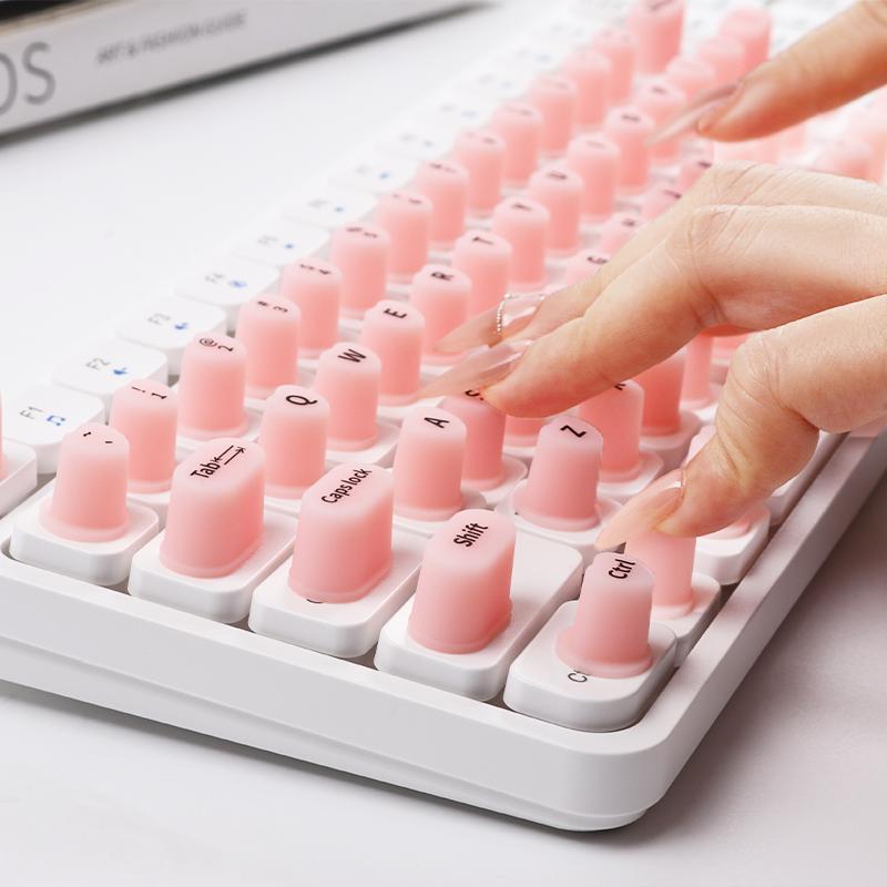 70PCS Raised Keyboard Stickers for Long Nails Universal Nail Art Keyboard Bubbles Soft Silicone Keycaps for Girls Office Gaming
