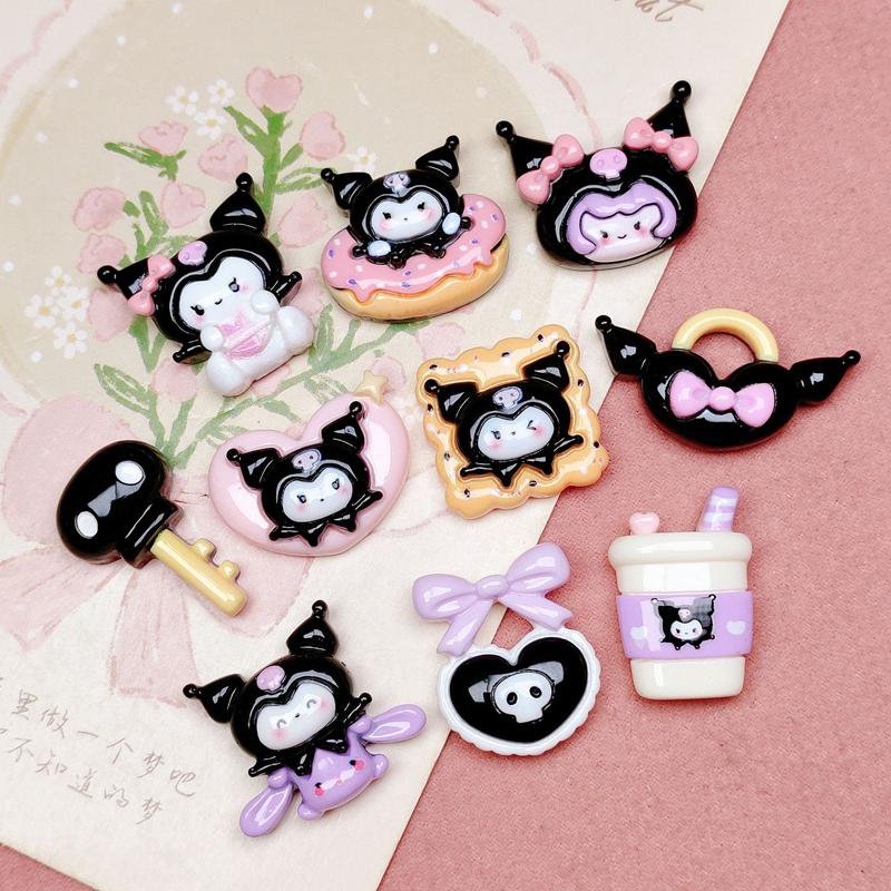 10 Pcs New Mini Kawaii Cartoon Skull Head Animal , Bow, Cake Resin Scrapbook Diy Jewelry Children Gift Hairpin Accessories A25