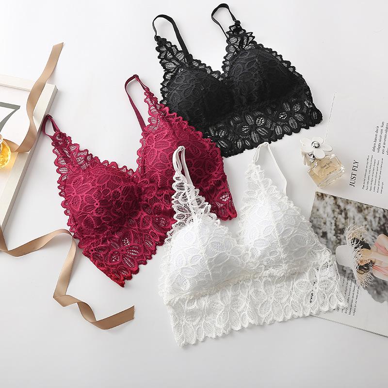 Hermoso Bralette de Triángulo de Encaje - Sin Costuras, Sin Aros y con Tirantes