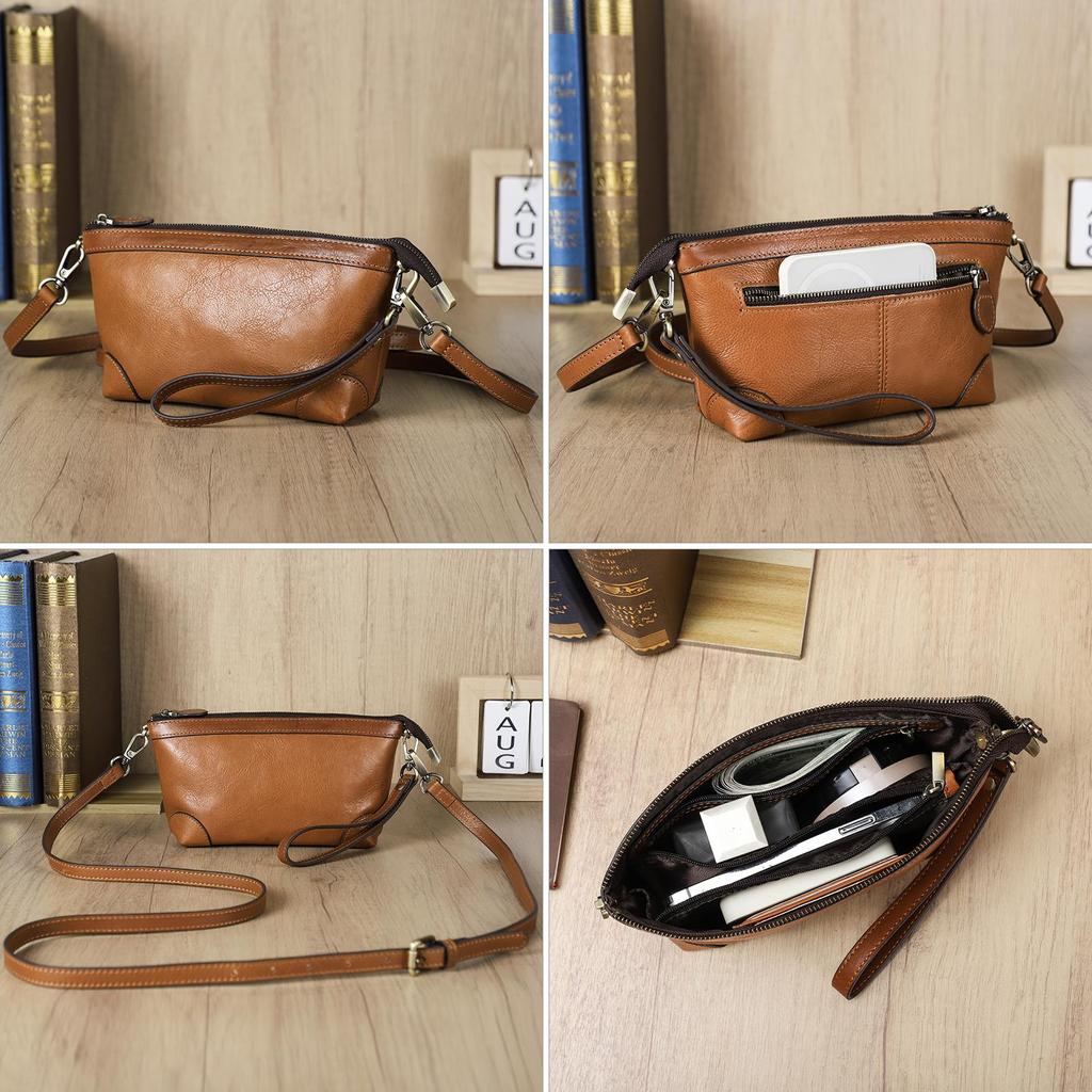 CONTACT'S Genuine Leather Small Shoulder Bags for Women Luxury Designer Sling Bags Female Handbags Clutch Bags Phone Pocket Wallets