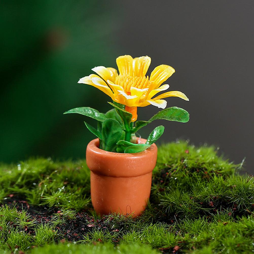 

5 шт. Мини-модель растения, крошечный декор бонсай, искусственные горшки для маленького дома, миниатюрные растения из смолы, украшения для домашнего стола