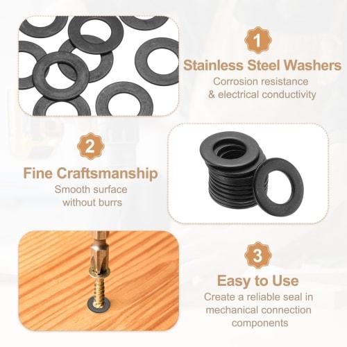 PATIKIL M14 Flat Washers, Stainless Steel, 14-Piece Set, M14x28x1.2mm, 304 Stainless Steel, Black, for Car, Furniture, and Machine Repairs