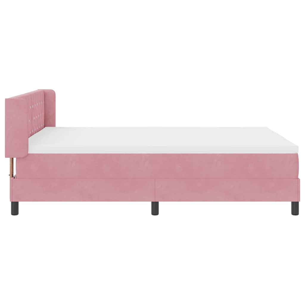 Box Spring Bed with Headboard Pink 200 x 140 cm Velvet