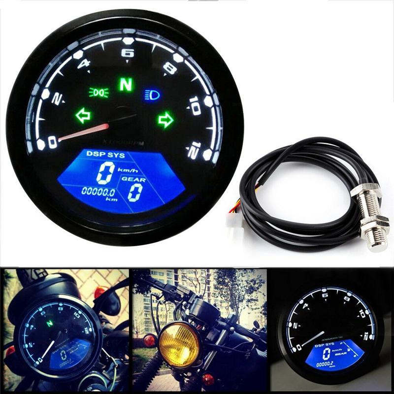 Universal Motorcycle LCD Digital Speedometer 8-18V DC Motorbike Odometer Tachometer Gauge ABS Waterproof Instruments