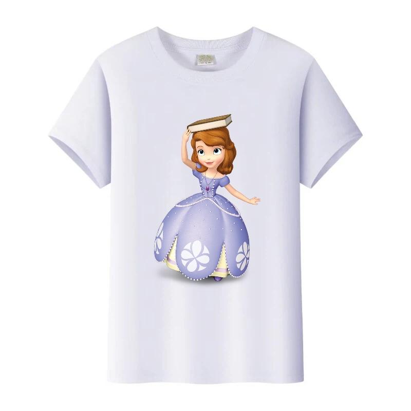 

Fashion Disney Sofia The First Princess Graphic Tees Girl O-Neck Tops White Clothes Blouses Harajuku T-Shirt Summer Tshirt 120