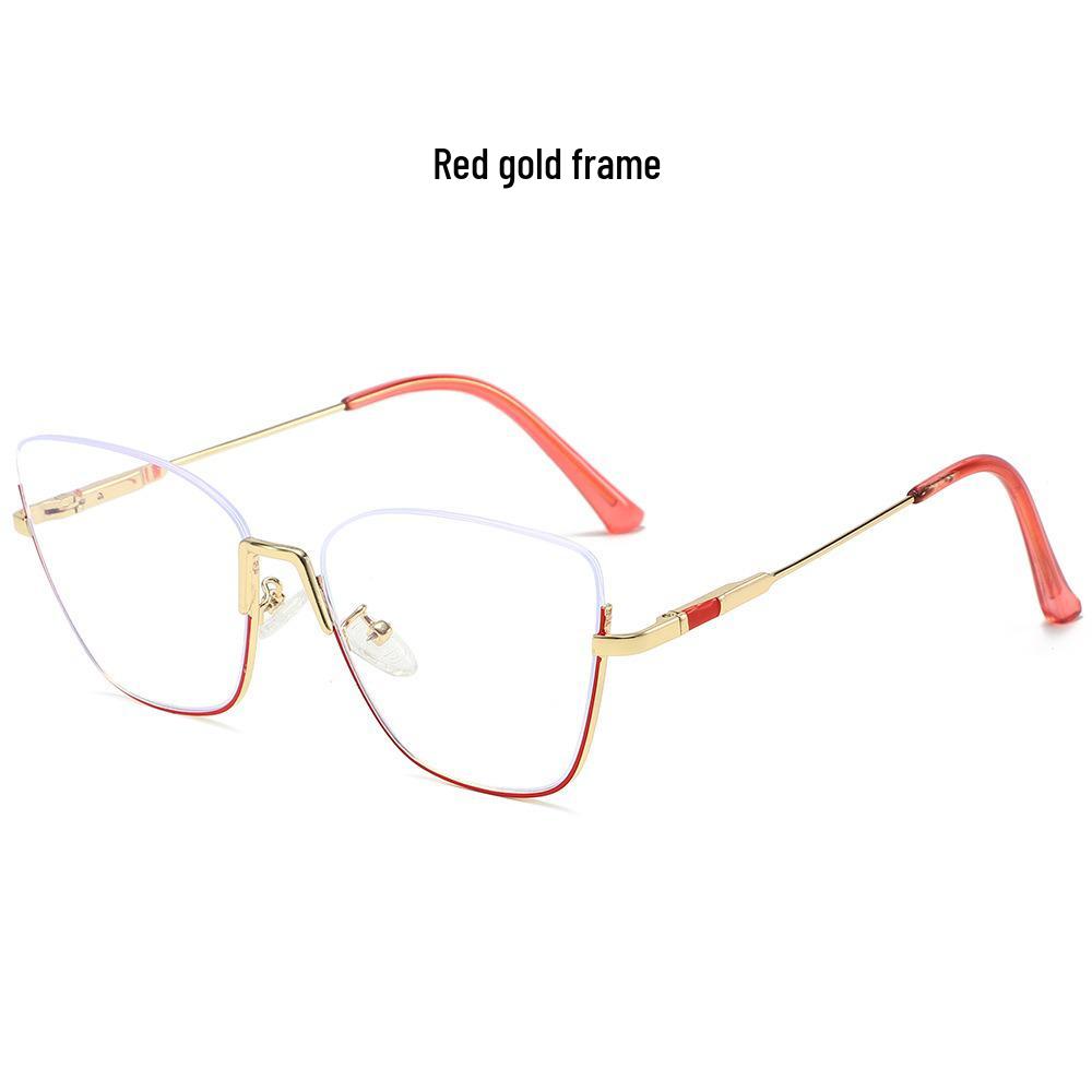 New Style Photochromic Anti-Blue Light Cat Eye Half-Frame Glasses with Metal Spring Hinges