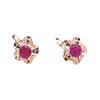 Purple Gold Inlaid Redstone Plated Rose Gold Flower Earrings Simple Luxury Temperament Design Ear Buckle
