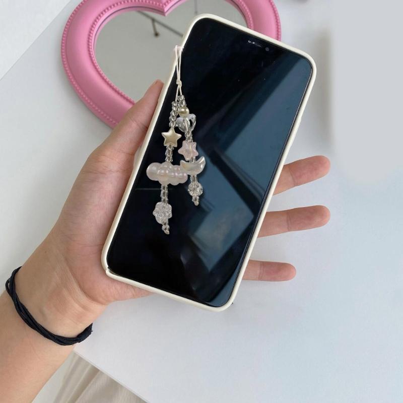 Goth Y2K Phone Charm Pendant Keychain Sweet Star Flower Cellphone Chain Strap Lanyard for Women Bag Camera Accessories