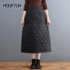 Winter and Autumn New Thickened Warm Cotton Elastic High Waist Slim Pocket Skirts Black