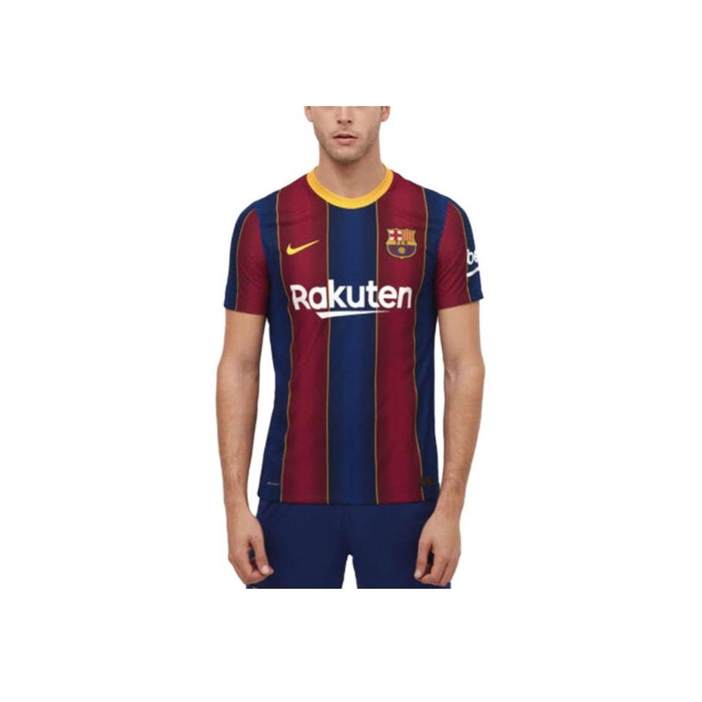 Nike Lionel Messi Barcelona Football Club Champions League Youth Home Striped Letter Print Crew Neck Short Sleeve T-Shirt Men T-Shirt Red CD4185-455