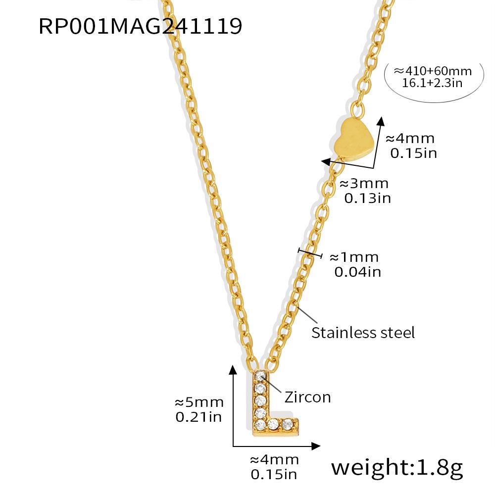 Qiong Yao 26-Letter Zircon Inlaid Jewelry Set: Gold-Plated Titanium Steel Necklace, Bracelet, Ring, and Stud Earrings.