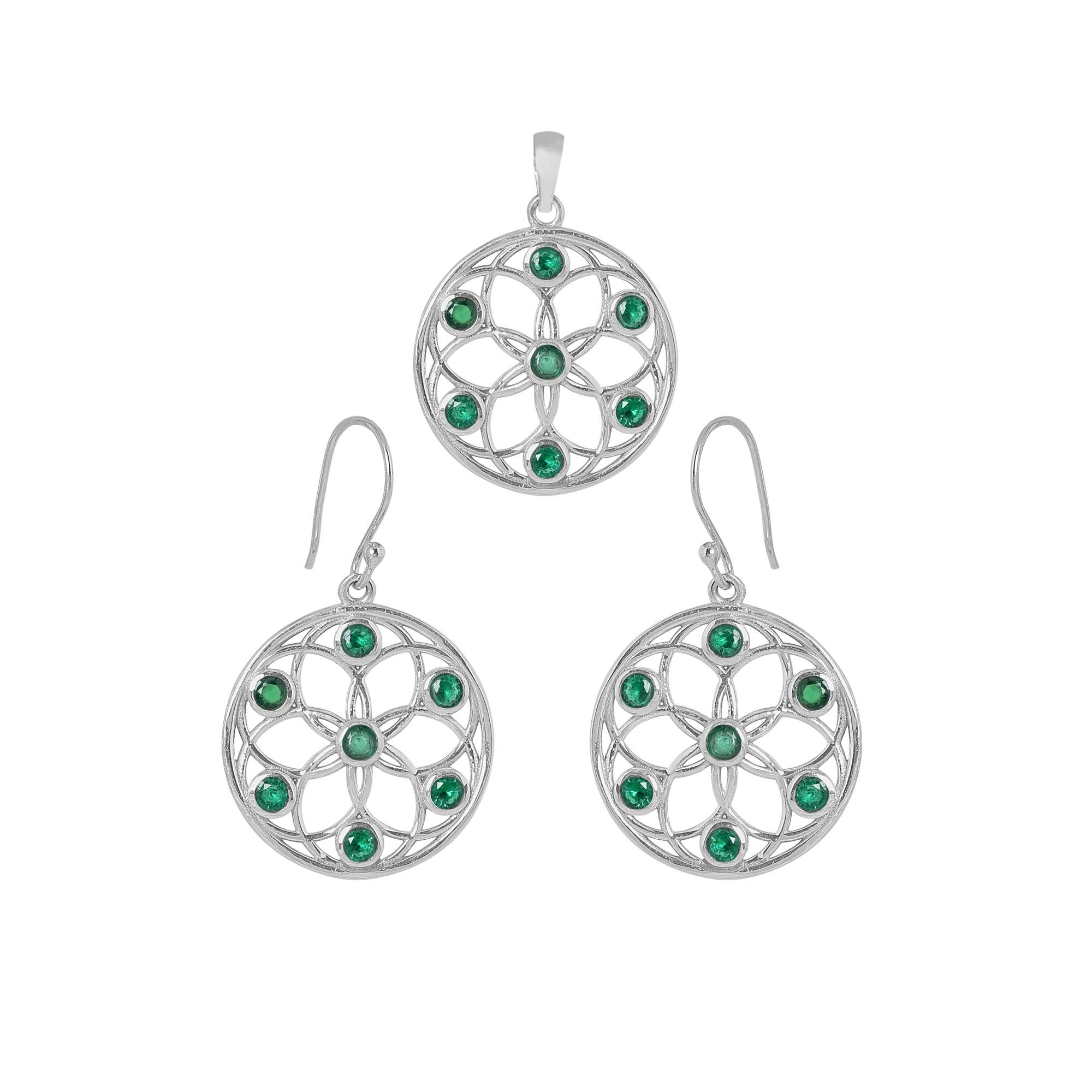 

Комплект подвесок и серег с зеленым цирконом, Ювелирные изделия ручной работы из стерлингового серебра 925 пробы, Серебряные женские украшения, Подарок для нее An0446-384 зелёный