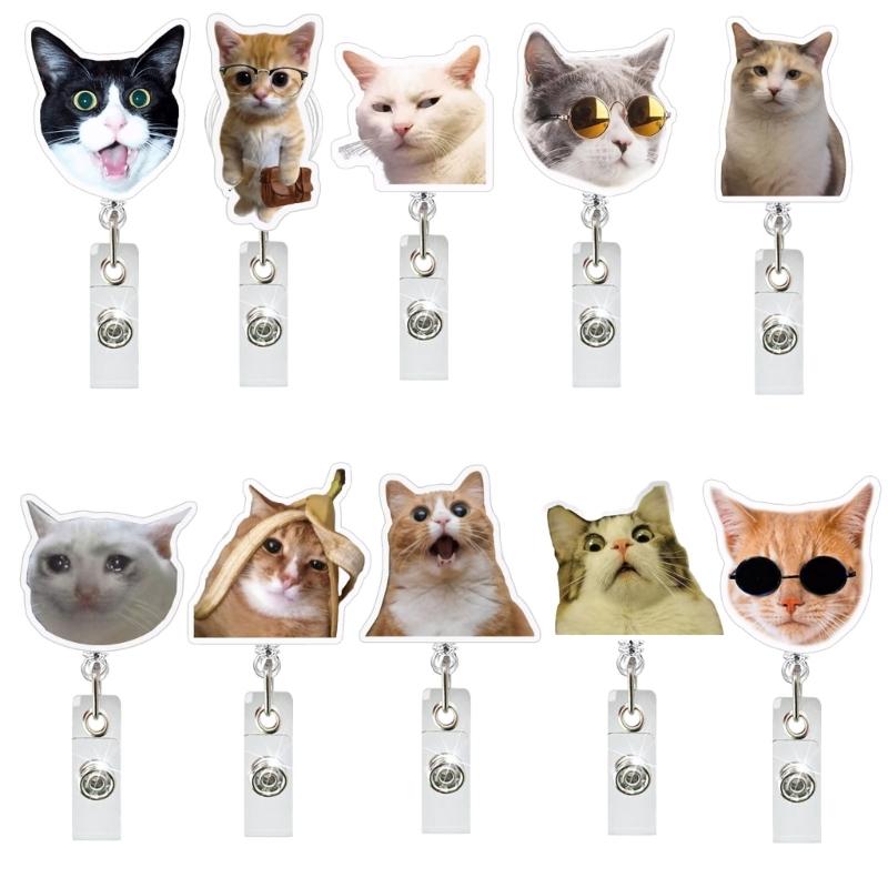 Portable Cats Looks Styles Badge Clip 360 Degree Rotation Easy To Attach for School Office Supplies or Event Use