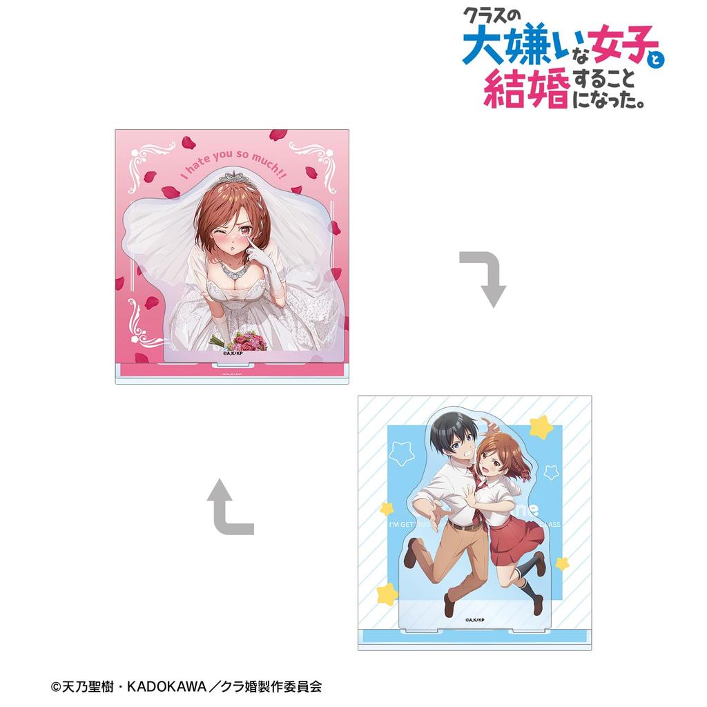 TV Anime Ended Up Marrying the Girl I Hate the Most In My Hojo Saito Sakuramori Akane Acrylic Stand with Illustration Card "I Class." & Double-sided