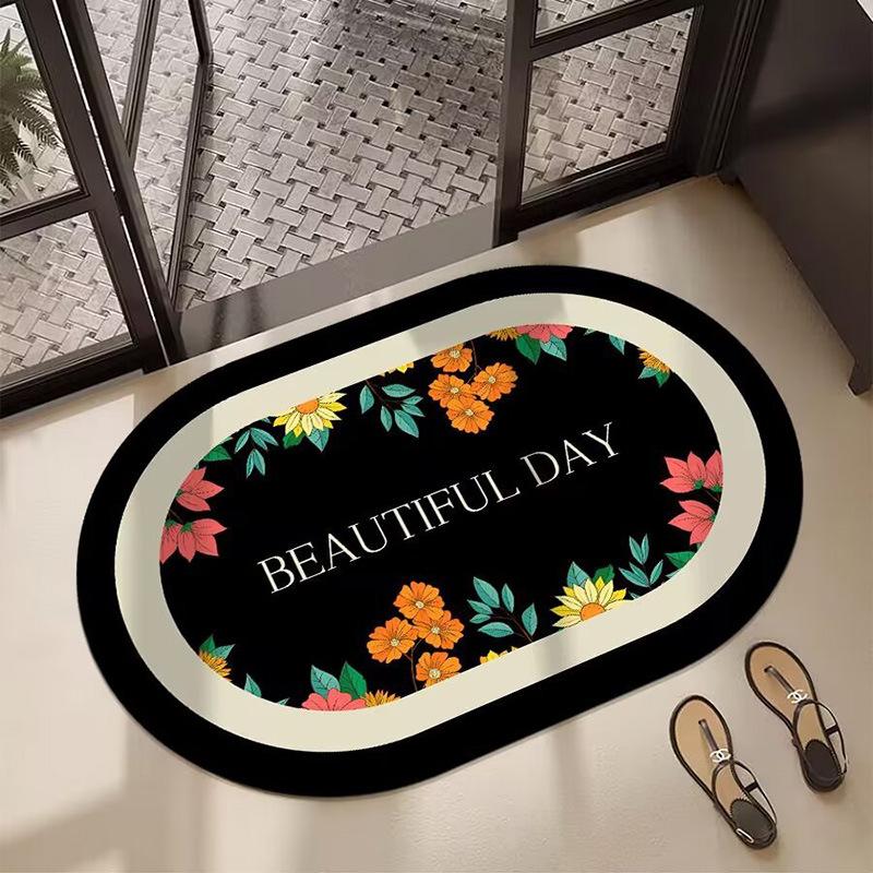 Nordic Style Flower Diatom Mud Floor Mat Shower Room Non-Slip And Dirt-Resistant Absorbent Floor Mat Bathroom Easy To Take Care Of Floor Mat