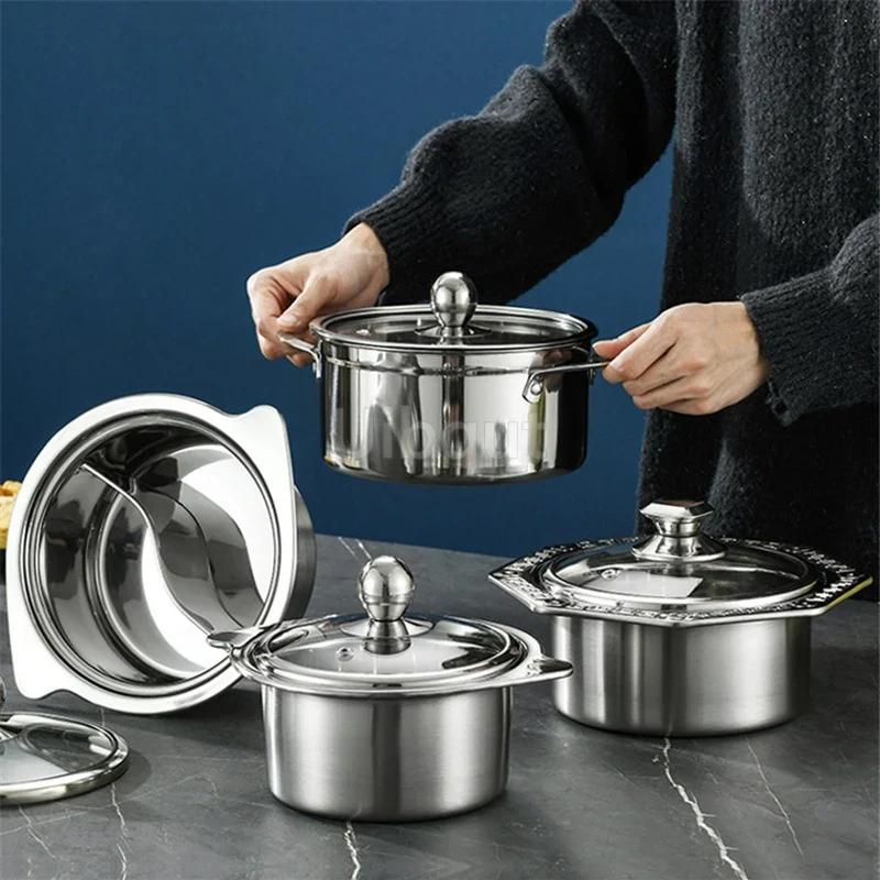 Whirlwind cooker One person one pots small hotpot Clear Soup Double Flavor Pot Single person hot pot with lid Induction cooking